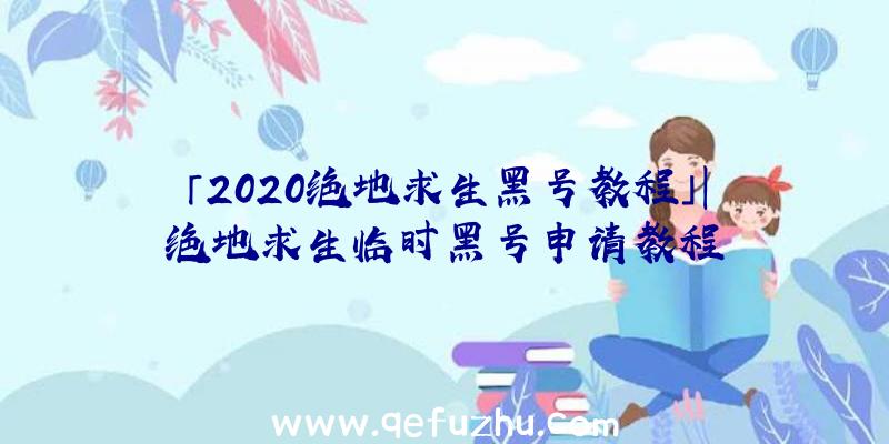 「2020绝地求生黑号教程」|绝地求生临时黑号申请教程